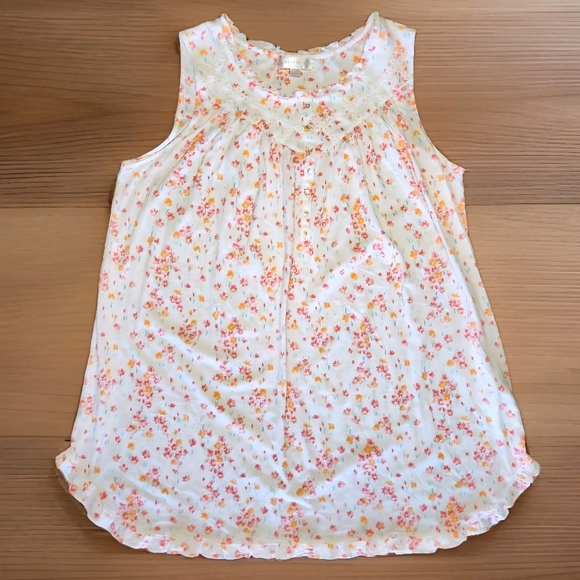 Eileen West Floral Cotton Lace Chemise Nightgown XL Romantic Cottagecore Sleep - Picture 2 of 11